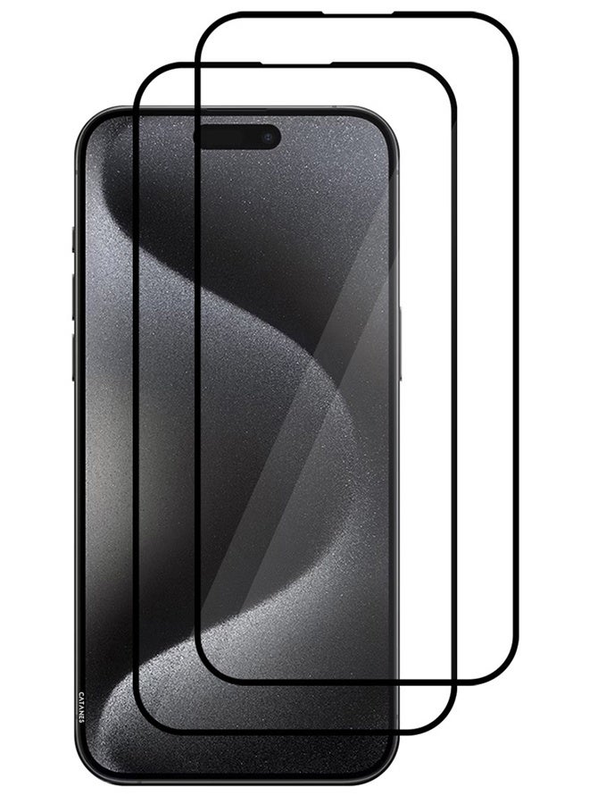 CATANES [iPhone 15 Pro] 2pack of Screen Protector 9H Full Coverage Screen Tempered Glass - Image 3